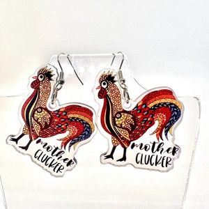 Mother Clucker Earrings - Funny Earrings - Adult Earrings - Chicken Earrings